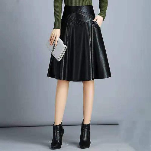 Leather Sheepskin A-Line Skirts - musthaveskirts - Modalova