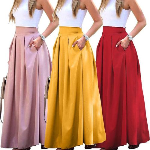 Summer Solid Pleated Skirts - musthaveskirts - Modalova