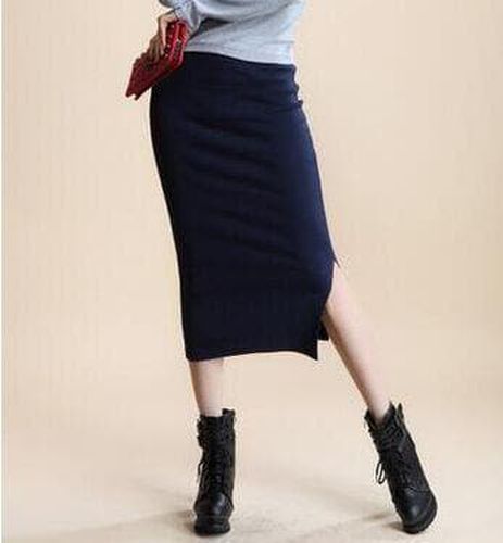 Summer Wool Rib Knit Long Skirt - musthaveskirts - Modalova