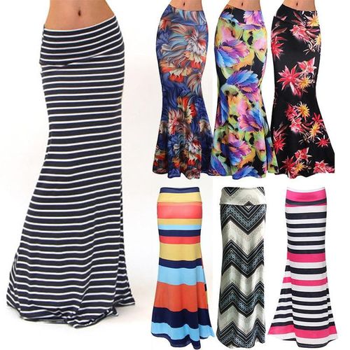 Summer Elastic High Waist Long Skirts - musthaveskirts - Modalova