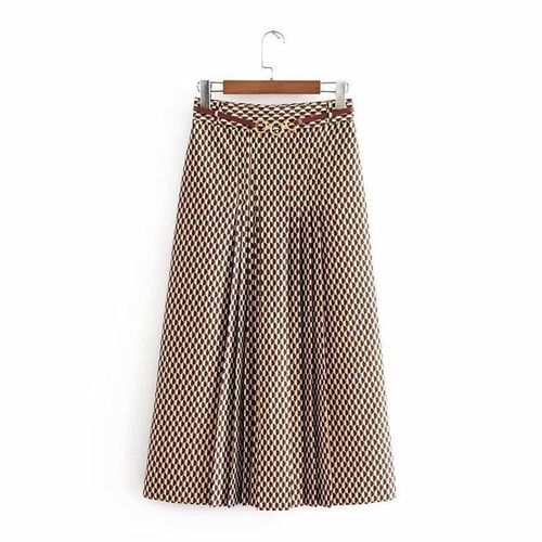 Autumn Geometric Print Midi Skirt - musthaveskirts - Modalova