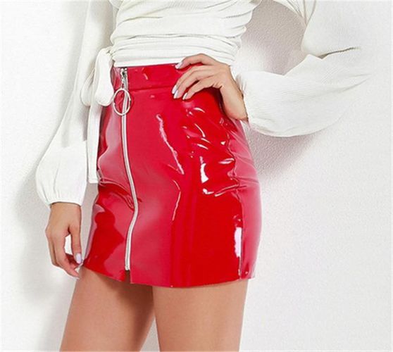Women Zipper PU Leather Pencil Skirt Shorts - musthaveskirts - Modalova