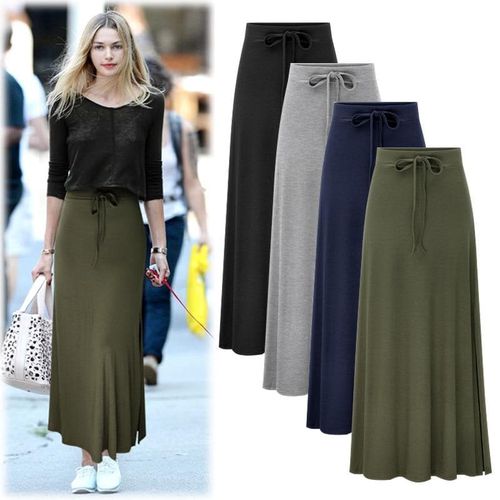 Summer Solid Knitted Long Pencil Skirt - musthaveskirts - Modalova