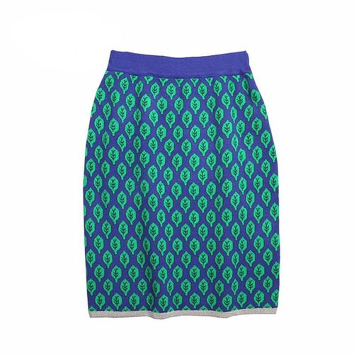 Leaf Jacquard Knitted Pencil Skirts - musthaveskirts - Modalova