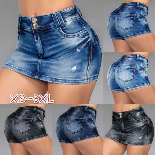Washed Short Jean Skirts - musthaveskirts - Modalova
