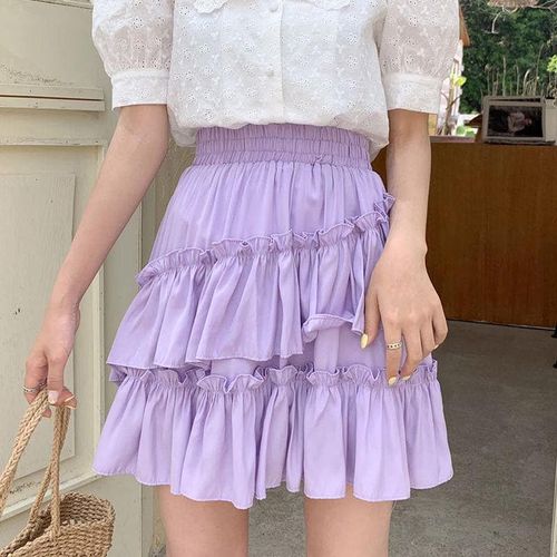 Summer Ruffles Chiffon Pleated Cake Mini Skirts - musthaveskirts - Modalova