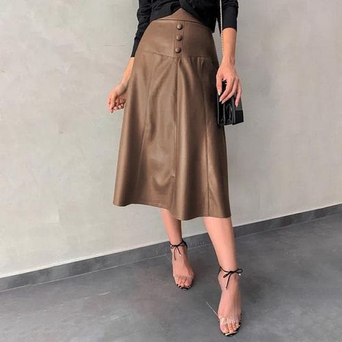 Elegant Casual PU Leather Skirts - musthaveskirts - Modalova