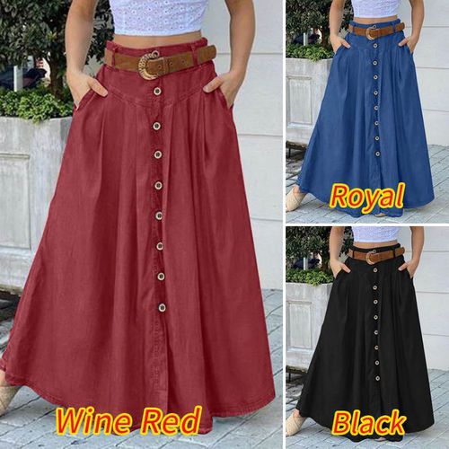 Sundress Stylish Button Maxi Skirts - musthaveskirts - Modalova