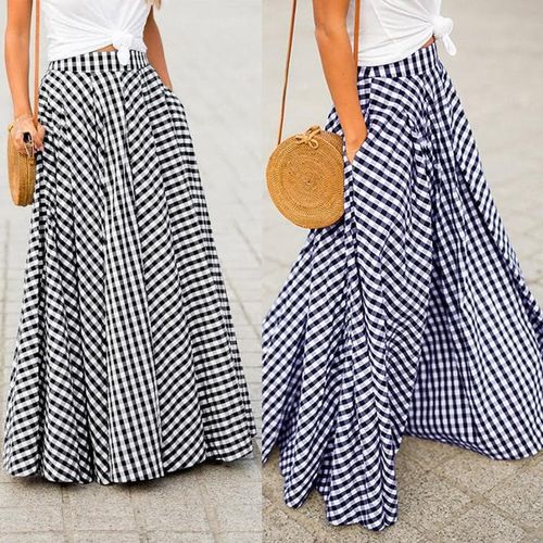 Vintage Plaid Check Skirt With Pockets - musthaveskirts - Modalova