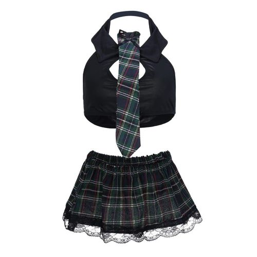 Women's Lace Mini Skirt Tie Uniform Set - musthaveskirts - Modalova