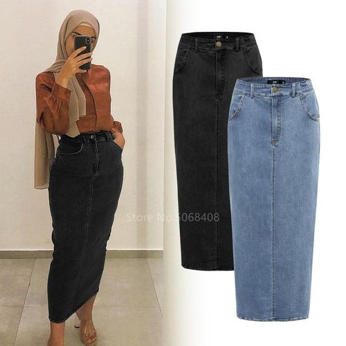 Women Denim Dubai Long Pencil Skirt - musthaveskirts - Modalova