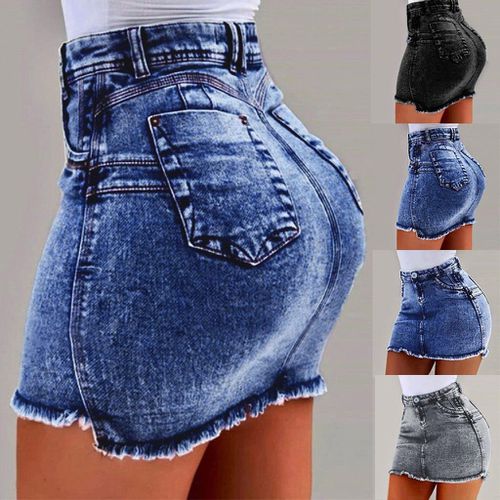 Summer Short Pockets Wash Denim Mini Skirts - musthaveskirts - Modalova