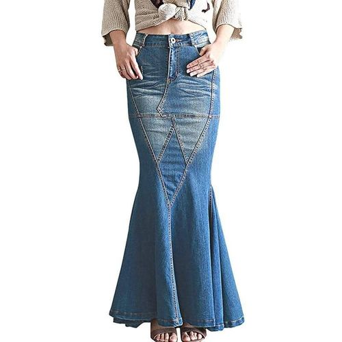 Vintage Blue Mermaid Denim Skirts - musthaveskirts - Modalova