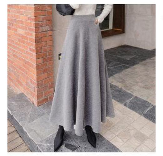 Winter Plaid Printed Elastic Long Skirt - musthaveskirts - Modalova