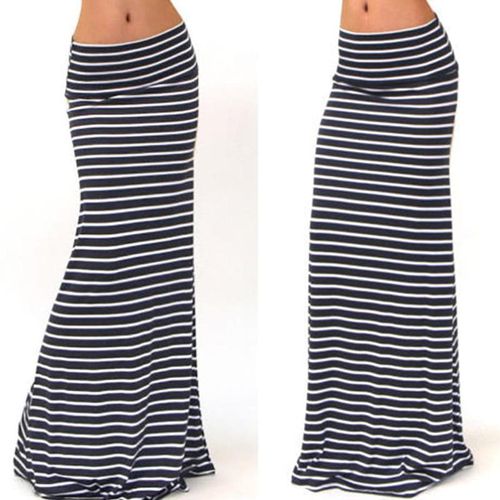 Summer Striped Wave Charming Elastic Skirt - musthaveskirts - Modalova