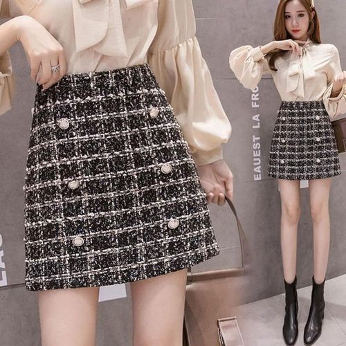 Winter Button Mini Skirts - musthaveskirts - Modalova