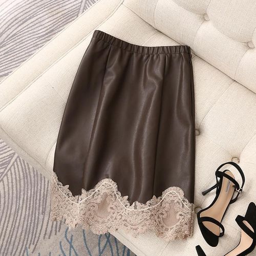 Silk Leather Skirt - musthaveskirts - Modalova