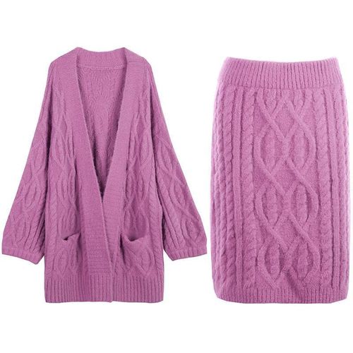 V-neck knitted Skirt Two Piece - musthaveskirts - Modalova