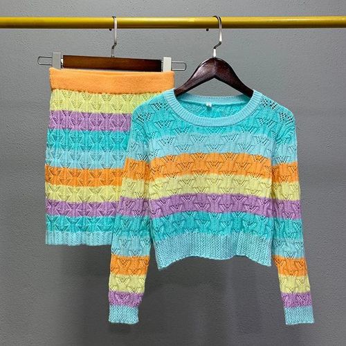 Women Sweater Coat + Mini Skirt Two-Piece Sets - musthaveskirts - Modalova