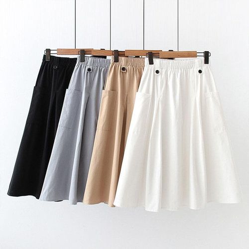 Women Summer Cotton Skirt Casual Pocket - musthaveskirts - Modalova