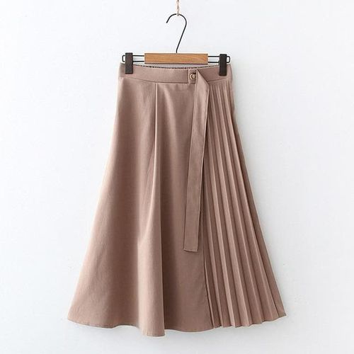 Office Ladies Summer Pleated Midi Skirt - musthaveskirts - Modalova