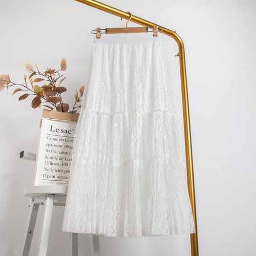 Two Layer Sweet Lace Pleated Skirt - musthaveskirts - Modalova