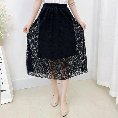 Summer Black Sexy Lace Long Skirt - musthaveskirts - Modalova