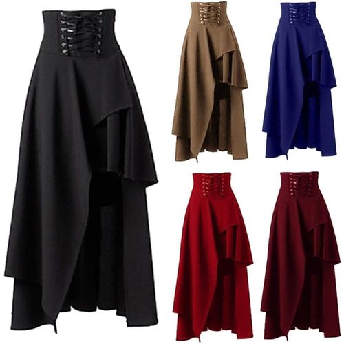 Lace Up Irregular Maxi Skirt - musthaveskirts - Modalova
