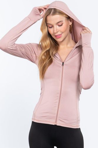 Long Slv Hoodie Workout Track Jacket - KandyKouture - Modalova