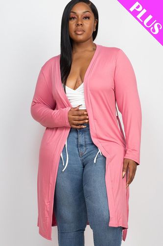 Long Sleeves Belted Cardigan - KandyKouture - Modalova