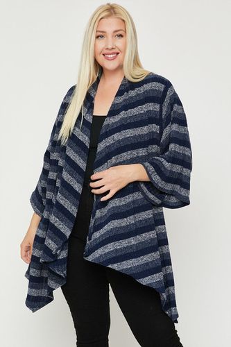 Kimono Style Striped Cardigan - KandyKouture - Modalova