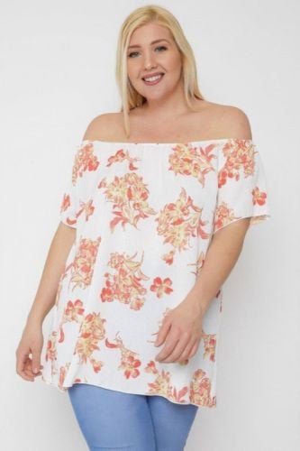 Floral Print Off The Shoulder Top - KandyKouture - Modalova