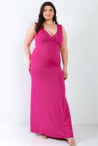 Plus V-neck Sleeveless Maxi Dress - KandyKouture - Modalova