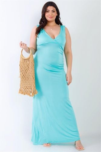 Plus V-neck Sleeveless Maxi Dress - KandyKouture - Modalova