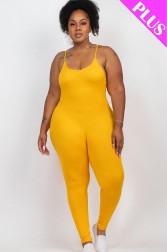 Plus Size Solid Bodycon Cami Jumpsuit - KandyKouture - Modalova