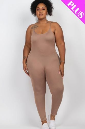 Plus Size Solid Bodycon Cami Jumpsuit - KandyKouture - Modalova