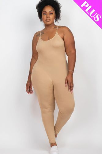 Plus Size Solid Bodycon Cami Jumpsuit - KandyKouture - Modalova