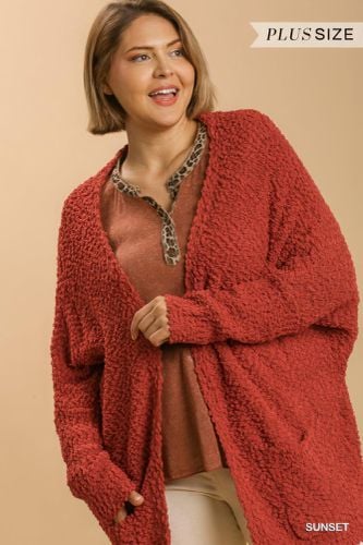 Open Front Oversized Cardigan Sweater With Pockets - KandyKouture - Modalova