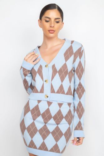 Diamond Button-front Cardigan Top - KandyKouture - Modalova