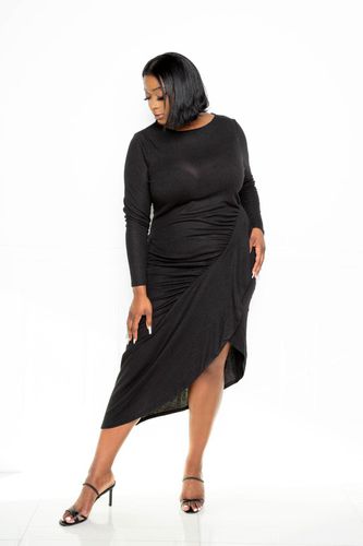 Asymmetrical Sweater Dress With Waterfall Ruffle - KandyKouture - Modalova