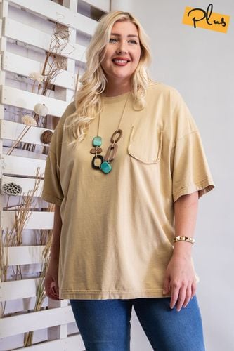 Mineral Washed Cotton Jersey Boxy Tunic - KandyKouture - Modalova