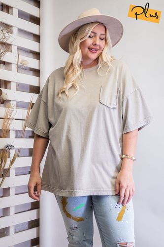 Mineral Washed Cotton Jersey Boxy Tunic - KandyKouture - Modalova