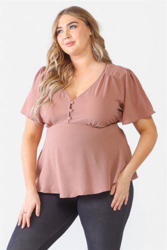 Plus Tie Detail Flare Top - KandyKouture - Modalova