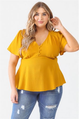 Plus Tie Detail Flare Top - KandyKouture - Modalova