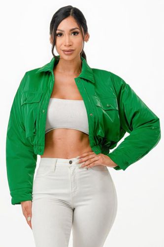 Shiny Puffer Bomber Jacket - KandyKouture - Modalova