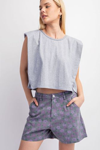 Sleeveless Crop Top With Shoulder Pads - KandyKouture - Modalova