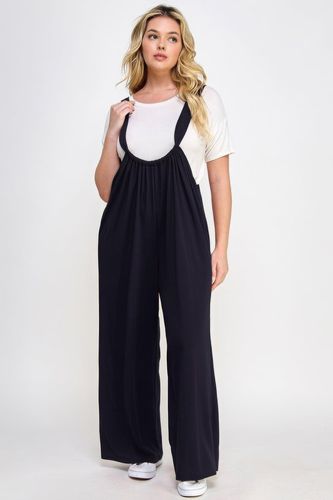 French Terry Wide Leg Jumpsuit Overalls - KandyKouture - Modalova