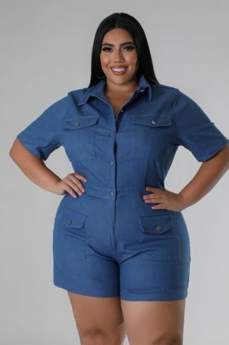 Semi-stretch Romper - KandyKouture - Modalova