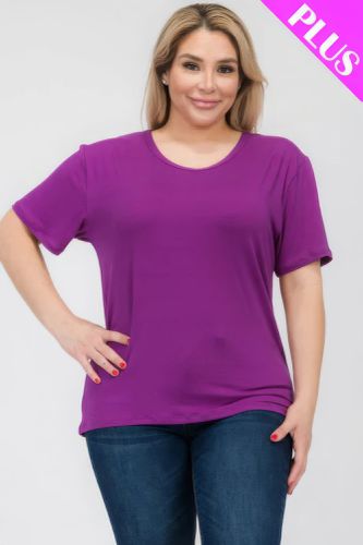 Plus Size Basic Short Sleeve T-shirt - KandyKouture - Modalova