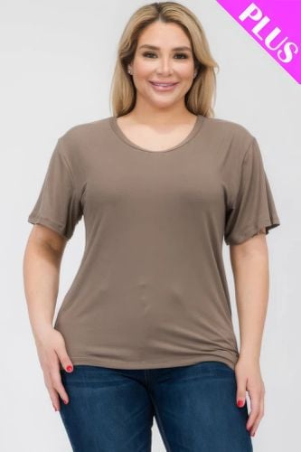 Plus Size Basic Short Sleeve T-shirt - KandyKouture - Modalova